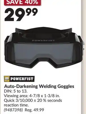 Princess Auto Auto-Darkening Welding Goggles offer