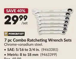 Princess Auto POWERFIST 7 pc Combo Ratcheting Wrench Sets offer
