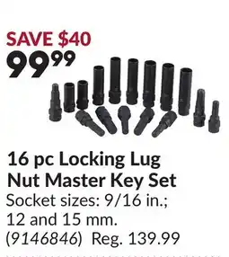 Princess Auto 16 pc Locking Lug Nut Master Key Set offer