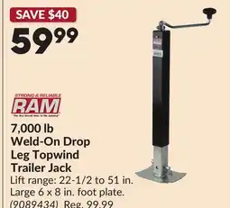 Princess Auto 7,000 lb Weld-On Drop Leg Topwind Trailer Jack offer