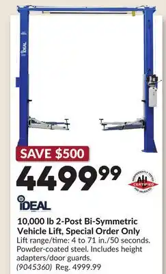 Princess Auto 10,000 lb 2-Post Bi-Symmetric Vehicle Lift, Special Order Only offer