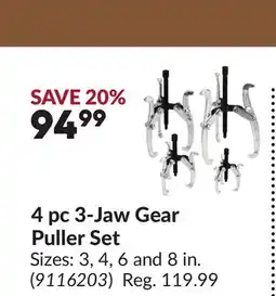 Princess Auto 4 pc 3-Jaw Gear Puller Set offer