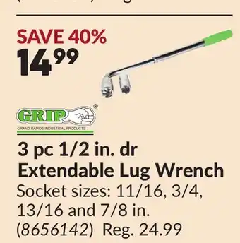 Princess Auto 3 pc 1/2 in. dr Extendable Lug Wrench offer