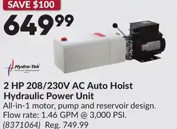 Princess Auto 2 HP 208/230V AC Auto Hoist Hydraulic Power Unit offer