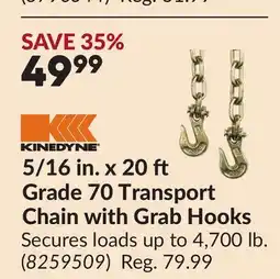 Princess Auto 5/16 in. x 20 Grade 70 Transport Chain with Grab Hooks offer