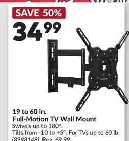Princess Auto 19 to 60 in. Full-Motion TV Wall Mount offer