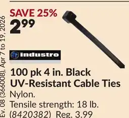 Princess Auto 100 pk 4 in. Black UV-Resistant Cable Ties offer