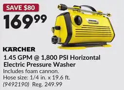 Princess Auto 1.45 GPM @ 1,800 PSI Horizontal Electric Pressure Washer offer