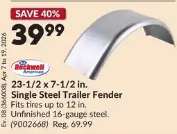Princess Auto 23-1/2 x 7-1/2 in. Single Steel Trailer Fender offer