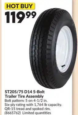 Princess Auto ST205/75 D14 5-Bolt Trailer Tire Assembly offer