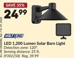 Princess Auto LED 1,200 Lumen Solar Barn Light offer