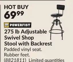 Princess Auto 275 lb Adjustable Swivel Shop Stool with Backrest offer