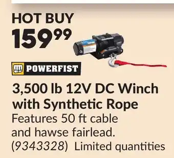 Princess Auto 3,500 lb 12V DC Winch with Synthetic Rope offer