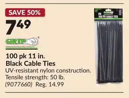 Princess Auto 100 pk 11 in. Black Cable Ties offer