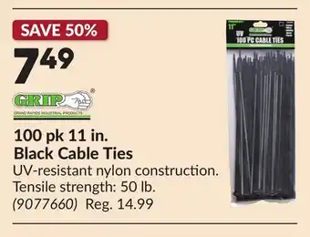 Princess Auto 100 pk 11 in. Black Cable Ties offer