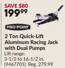 Princess Auto 2 Ton Quick-Li Aluminum Racing Jack with Dual Pumps offer
