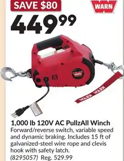 Princess Auto 1,000 lb 120V AC PullzAll Winch offer
