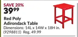 Princess Auto Red Poly Adirondack Table offer