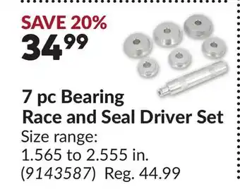 Princess Auto 7 pc Bearing Race and Seal Driver Set offer