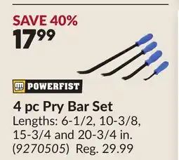 Princess Auto 4 pc Pry Bar Set offer