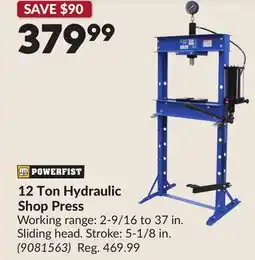 Princess Auto 12 Ton Hydraulic Shop Press offer