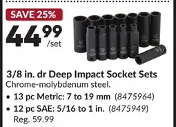 Princess Auto 3/8 in. dr Deep Impact Socket Sets offer