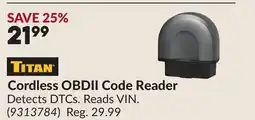 Princess Auto Cordless OBDII Code Reader offer