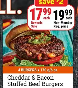 M & M Food Market Cheddar & Bacon Stuffed Beef Burgers offer