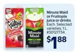 Walmart Minute Maid or Fruitopia juice or drinks offer