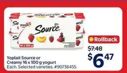 Walmart Yoplait Source or Creamy Yogurt offer