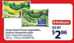Walmart Green Giant Frozen Vegetables offer