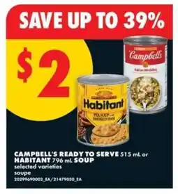 No Frills Campbell's Ready to Serve or Habitant Soup offer