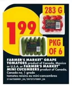 No Frills FARMER’S MARKET GRAPE TOMATOES or MINI CUCUMBERS offer