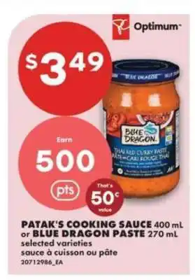 No Frills PATAK'S COOKING SAUCE or BLUE DRAGON PASTE offer