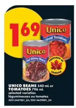No Frills UNICO BEANS or TOMATOES offer