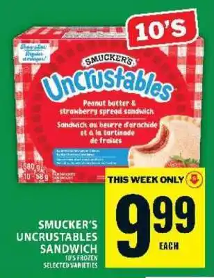Food Basics SMUCKER’S UNCRUSTABLES SANDWICH offer
