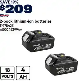 RONA Makita 2-pack lithium-ion batteries offer