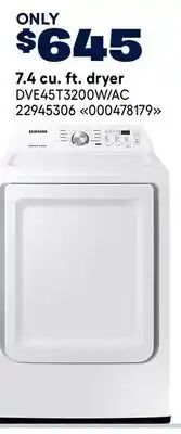 RONA SAMSUNG 7.4 cu. ft. dryer offer