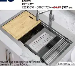 RONA All LANDON & CO. stainless steel kitchen sinks 20 x 31 offer