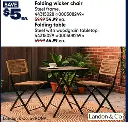 RONA Landon & Co. Folding wicker chair offer