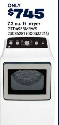 RONA GE 7.2 cu. ft. dryer offer
