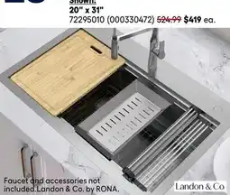 RONA LANDON & CO. 20 x 31 stainless steel kitchen sinks offer