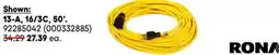 RONA ALL RONA yellow outdoor extension cords offer