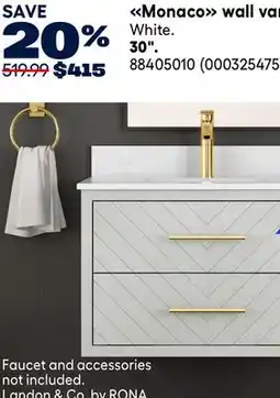 RONA Landon & Co by Rona Monaco wall vanity 30 offer