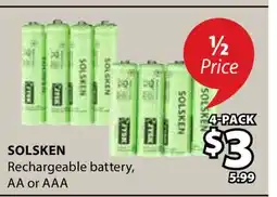 JYSK SOLSKEN Rechargeable battery, AA or AAA offer