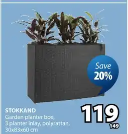 JYSK STOKKAND Garden planter box, 3 planter inlay, polyrattan offer