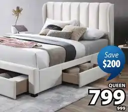JYSK SOLBERG Bed frame, upholstered, wingback headboard 4 drawers offer