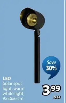 JYSK LEO Solar spot light, warm white light offer