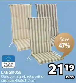 JYSK LANGMOSE Outdoor high-back position cushion offer