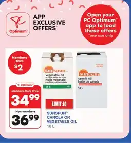 Wholesale Club SUNSPUN CANOLA OR VEGETABLE OIL offer